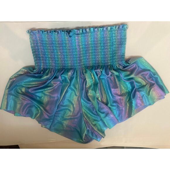 Queen of Sparkles Blue and Purple Tones Iridescent Swing Shorts - Picture 4 of 4